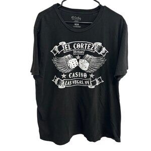 El Cortez Casino Las Vegas NV 75 Years Mens Graphic T-Shirt 2XL Black Cotton